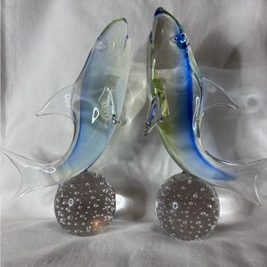 Hand blown Murano Glass Dolphins